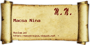 Macsa Nina névjegykártya